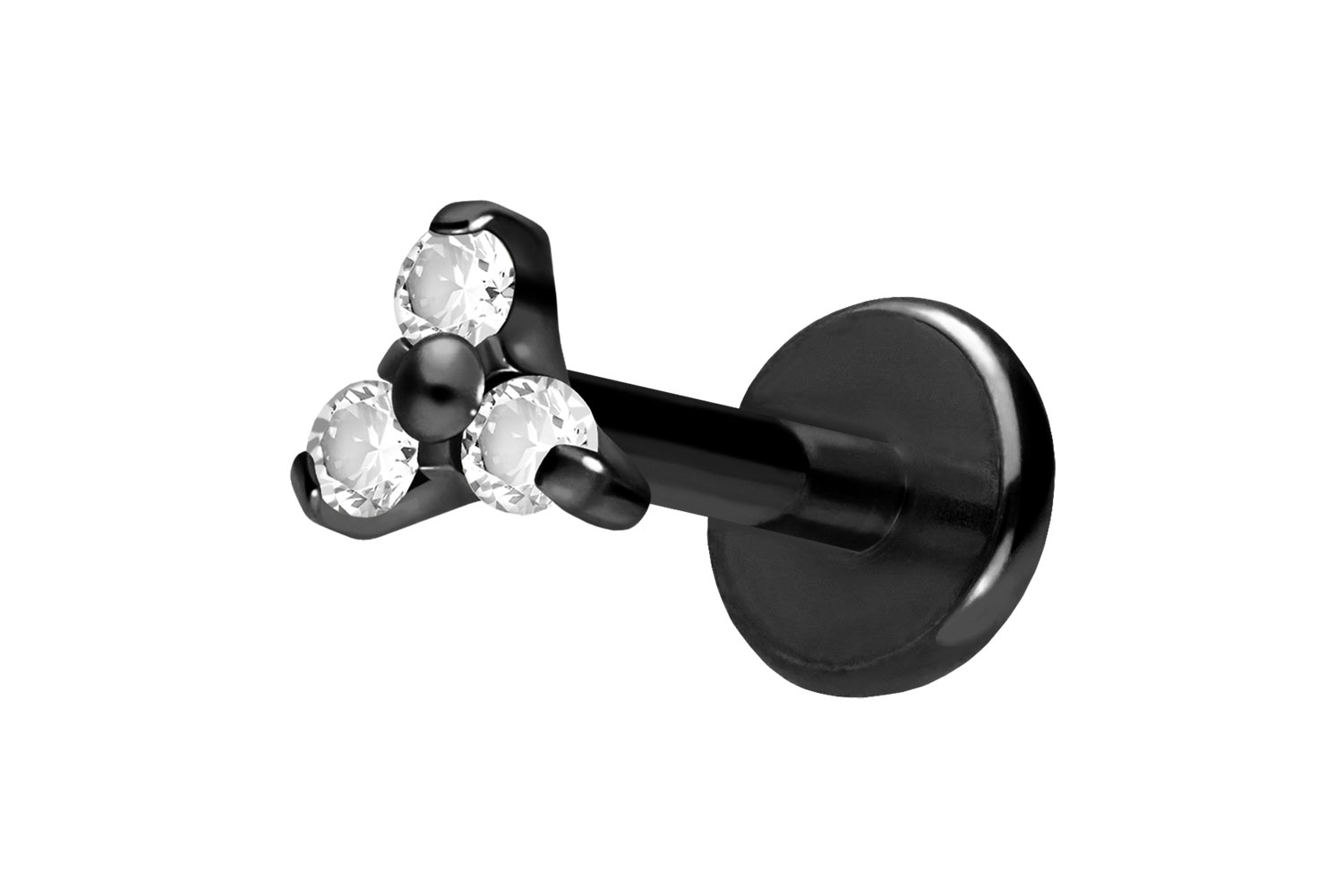 Titan Labret Piercing mit Push Fit KRISTALLBLUME